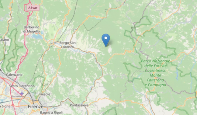 L'epicentro della scossa mappa